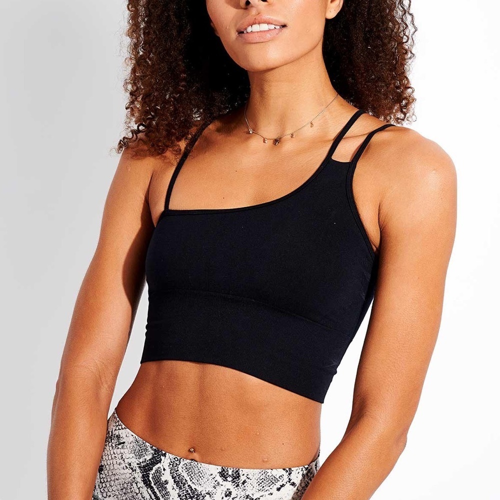 Alo Yoga Offset Bralette Asymmetrical Tank Top - Black Small